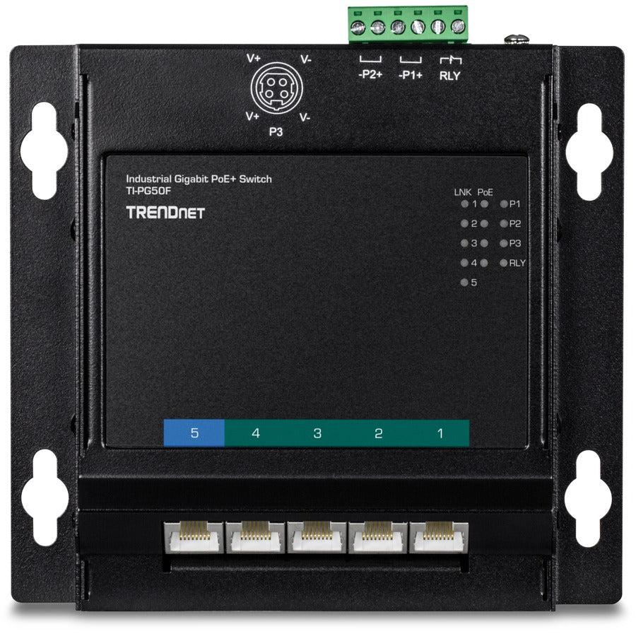 5-Port Industrial Gigabit PoE+ Wall-Mounted Front Access Switch TI-PG50F