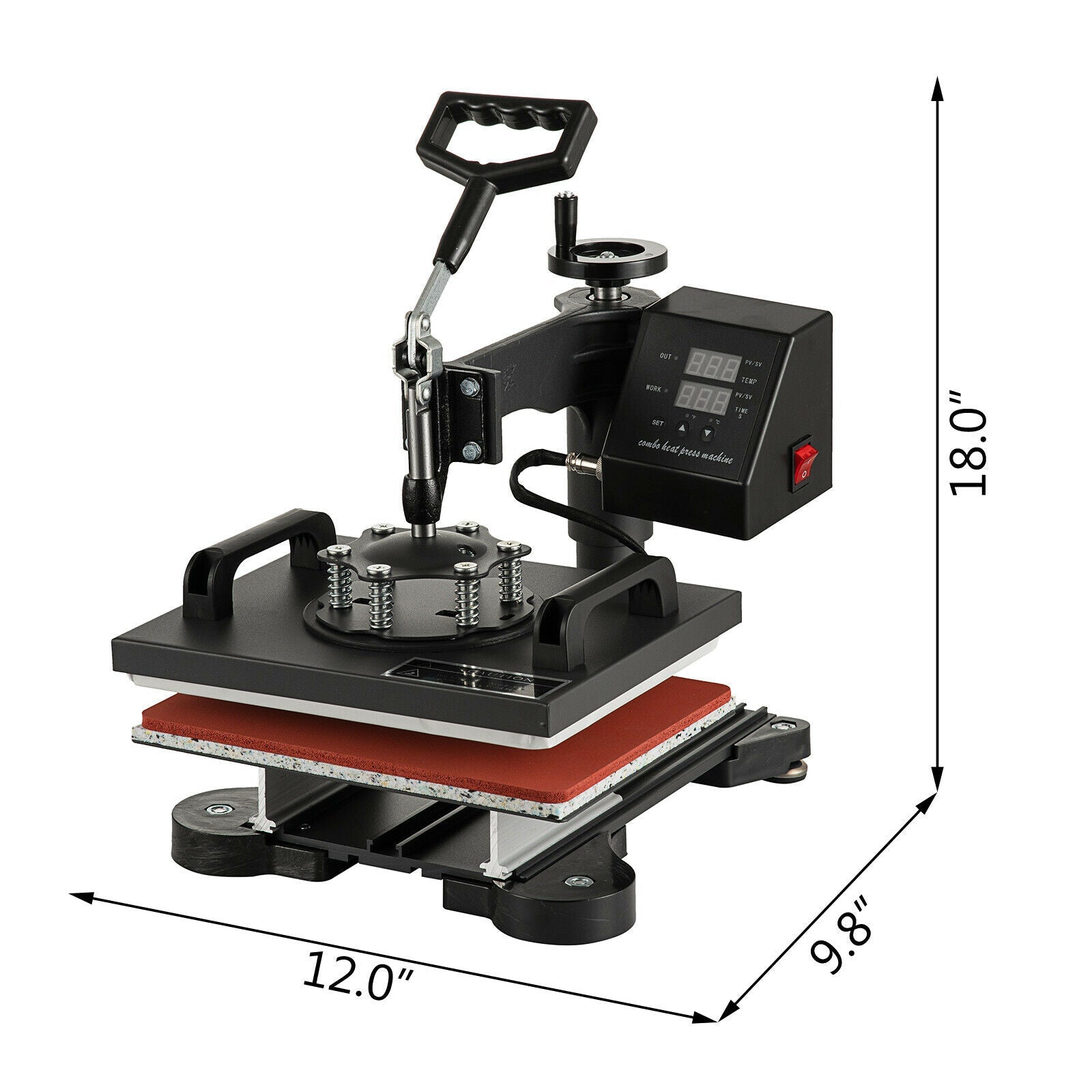 5 In 1 Heat Press Machine Swing Away Digital Sublimation T-Shirt /Mug/Plate Hat