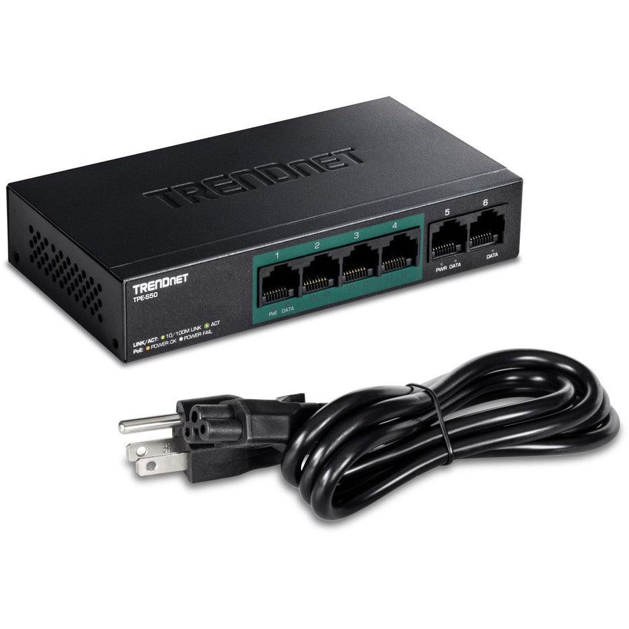 6-Port Fast Ethernet PoE+ Switch - Desktop Network Solutions | TrendNet TPE-S50