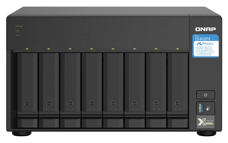 8-Bay NAS Quad-Core 10GbE 2.5GbE - QNAP TS-832PX PCIe Expansion | TechSoft TS-832PX-4G-US