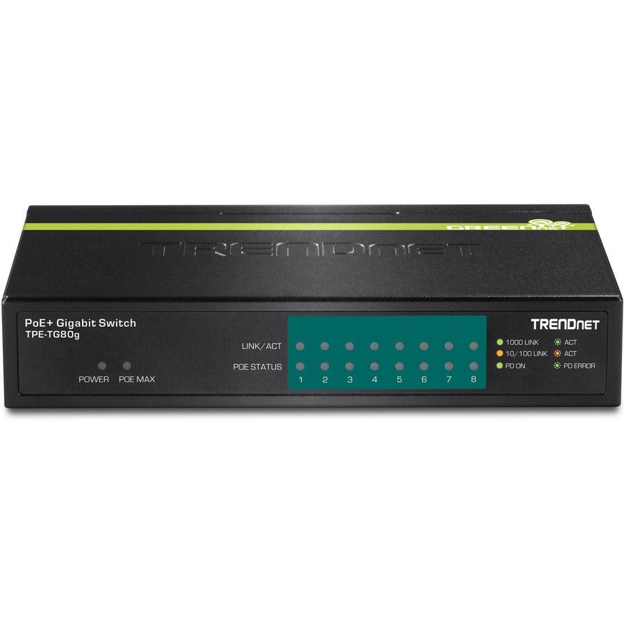 8-Port Gigabit GREENnet PoE+ Switch - TRENDnet TPE-TG80g