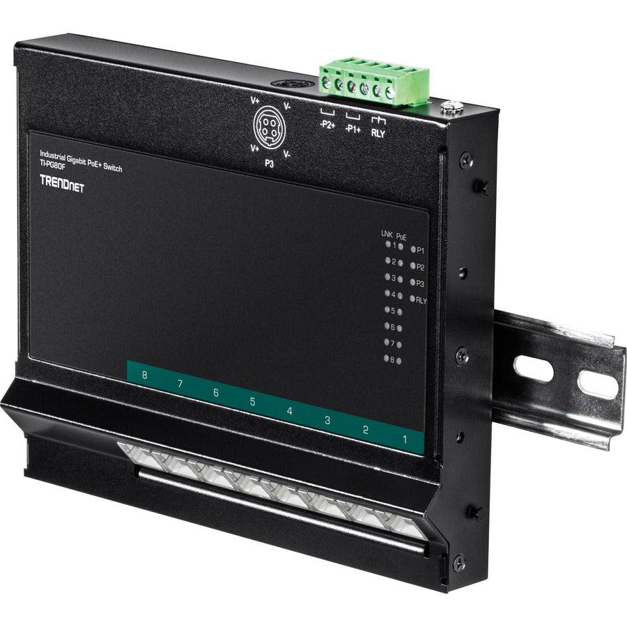 8-Port Industrial Gigabit PoE+ Wall-Mounted Front Access Switch TI-PG80F