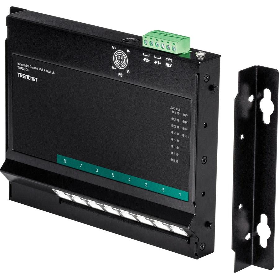 8-Port Industrial Gigabit PoE+ Wall-Mounted Front Access Switch TI-PG80F