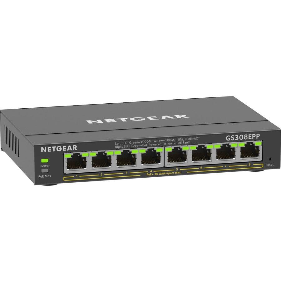 8 Port PoE Switch - NETGEAR Plus GS308EPP Smart Managed Gigabit Switch | TecISoft GS308EPP-100NAS