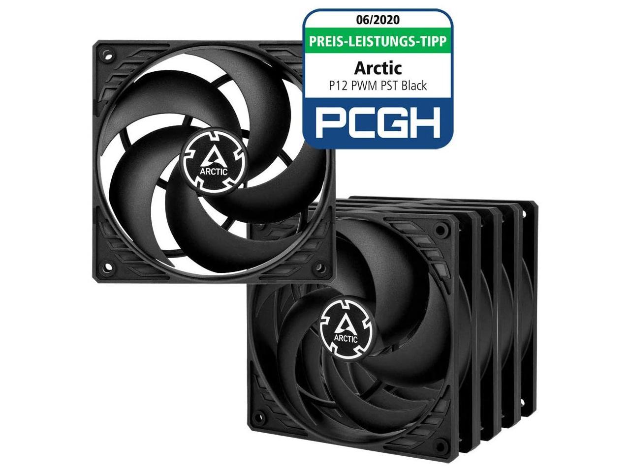 Arctic P12 Pwm Pst (Black/Black) Value Pack 5Pack - Pressure-Optimised 120 Mm Fan With Pwm And Pst (Pwm Sharing Technology)