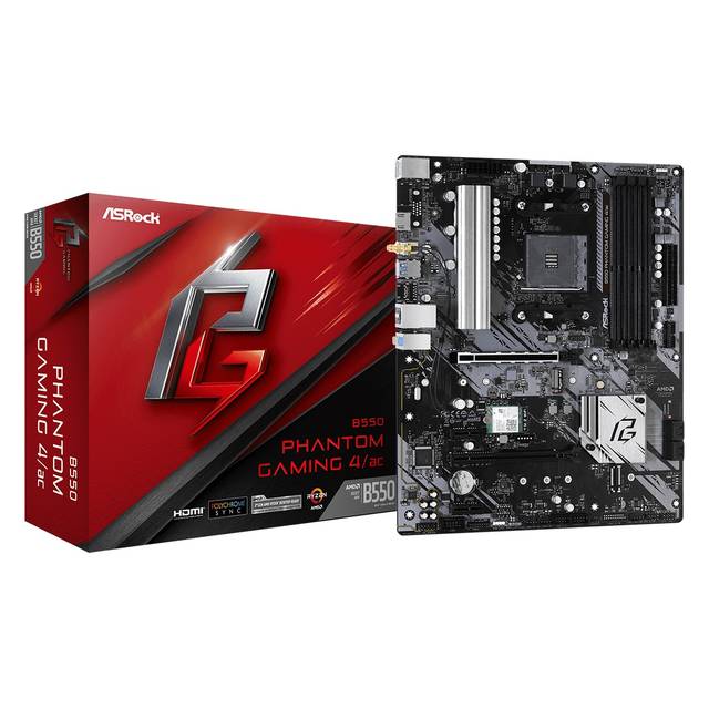 Asrock B550 Phantom Gaming 4 Ac Socket Am4/ Amd B550/ Ddr4/ Quad Crossfirex/ Sata3&Usb3.2/ Wifi&Bluetooth/ M.2/ Atx Motherboard