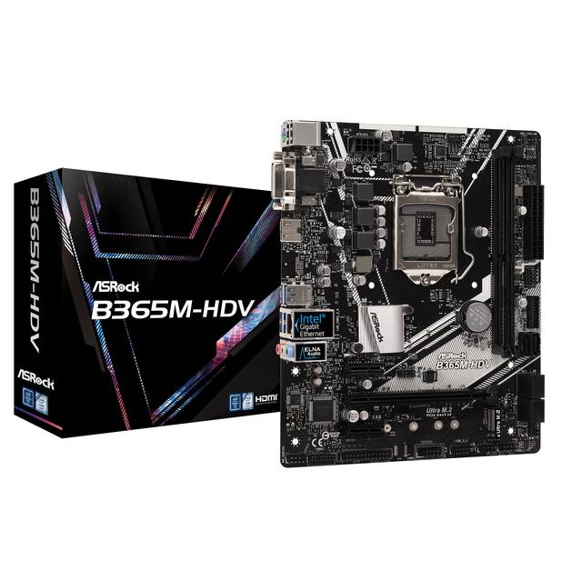 Asrock B365M-Hdv Lga1151/ Intel B365/ Ddr4/ Sata3&Usb3.1/ M.2/ A&Gbe/ Microatx Motherboard