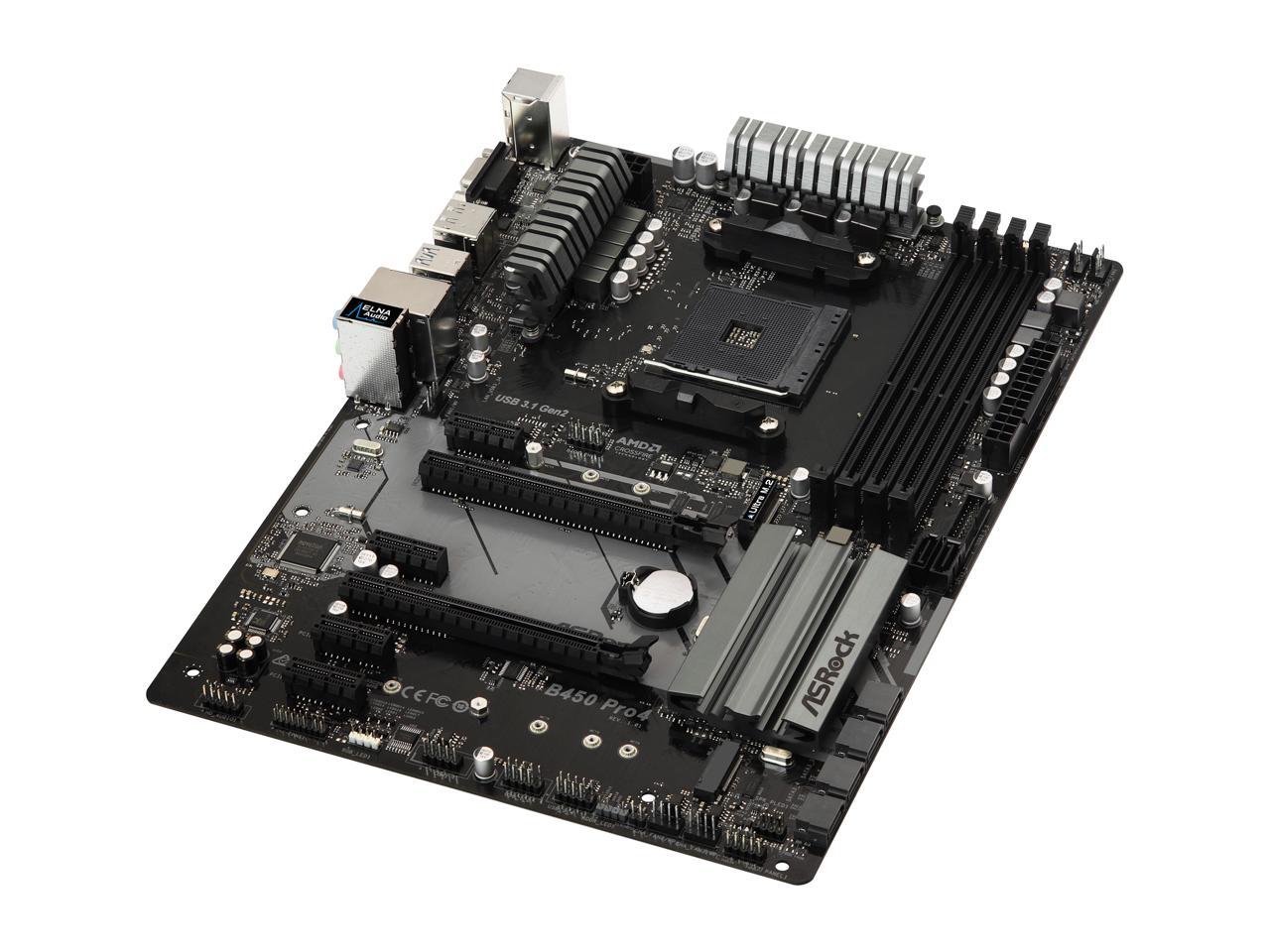 Asrock B450 Pro4 Am4 Amd Promontory B450 Sata 6Gb/S Atx Amd Motherboard