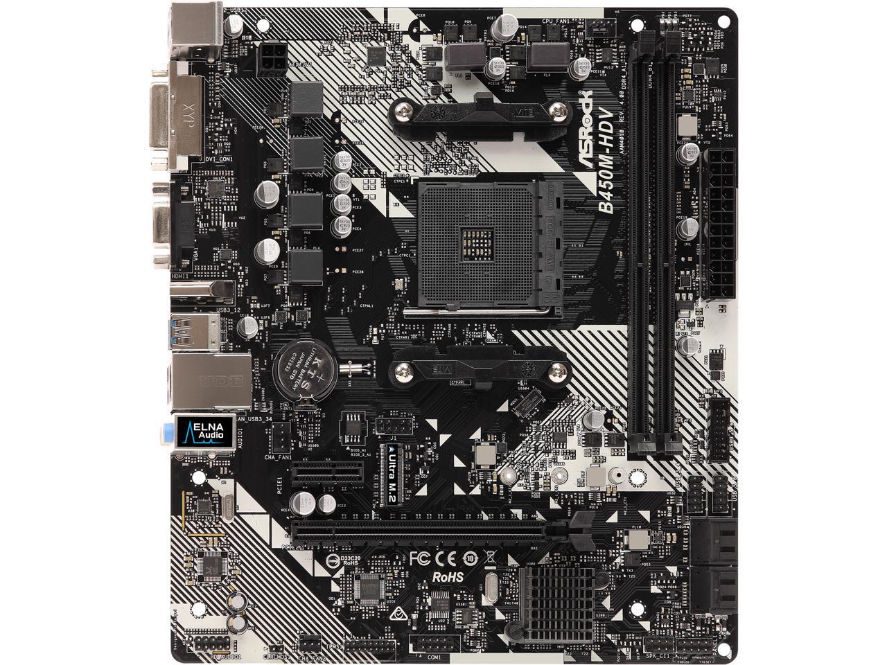 Asrock B450M-Hdv R4.0 Am4 Amd Promontory B450 Sata 6Gb/S Micro Atx Amd Motherboard