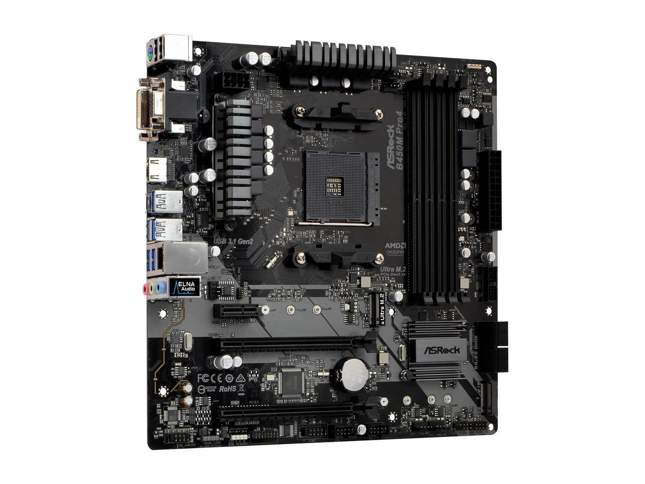 ASRock B450M Pro4 + Ryzen5 2600 セット ASRock B450 B450M Motherboard B450M PRO4 Motherboard AM4 DDR4