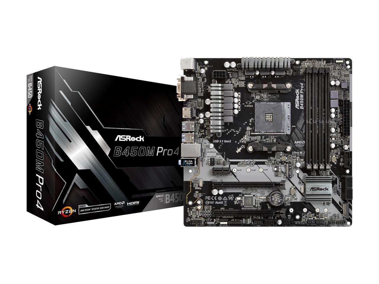 Asrock B450M Pro4 Am4 Amd Promontory B450 Sata 6Gb/S Micro