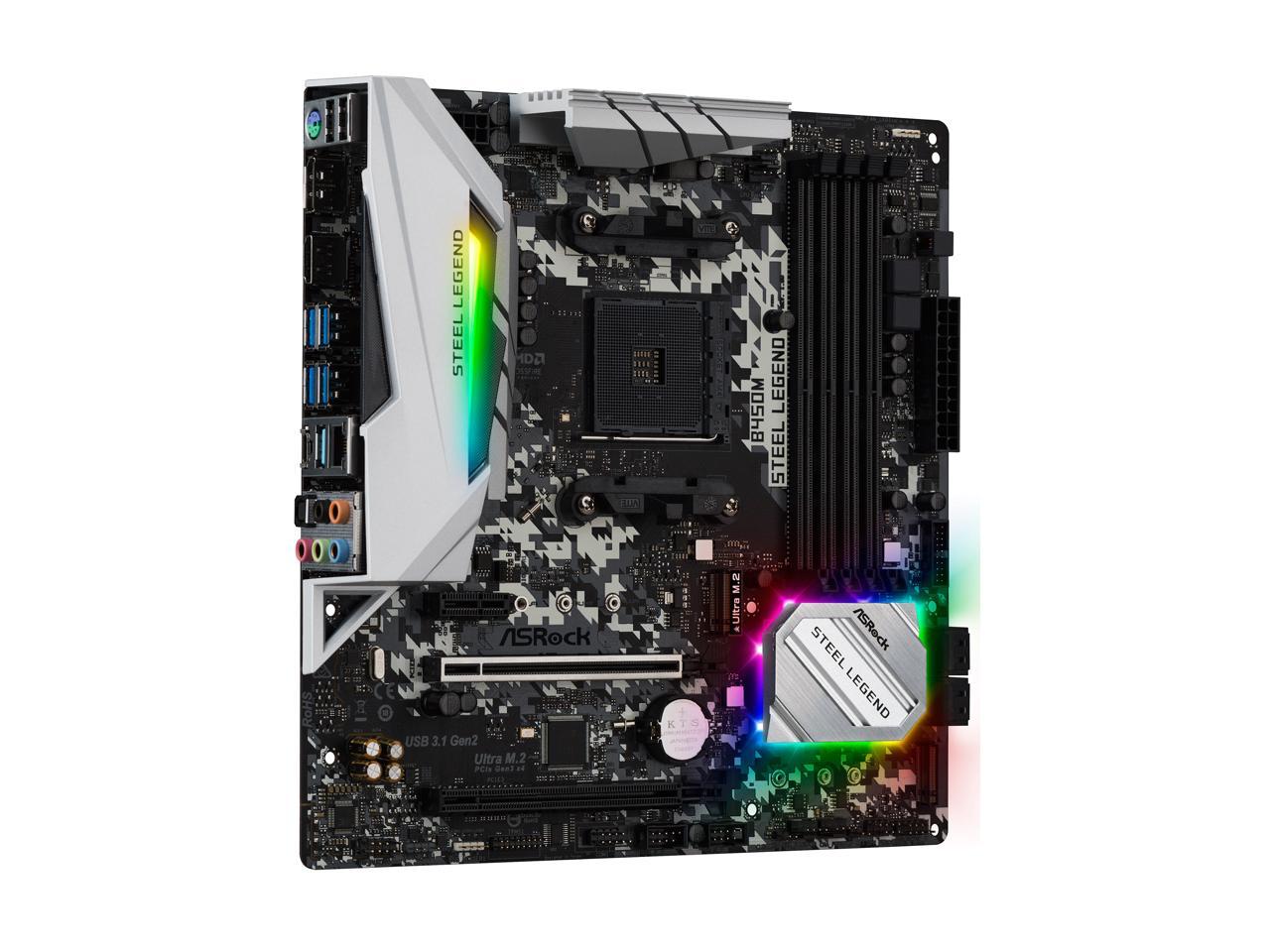 Asrock B450M Steel Legend Am4 Amd Promontory B450 Sata 6Gb/S Micro Atx Amd Motherboard