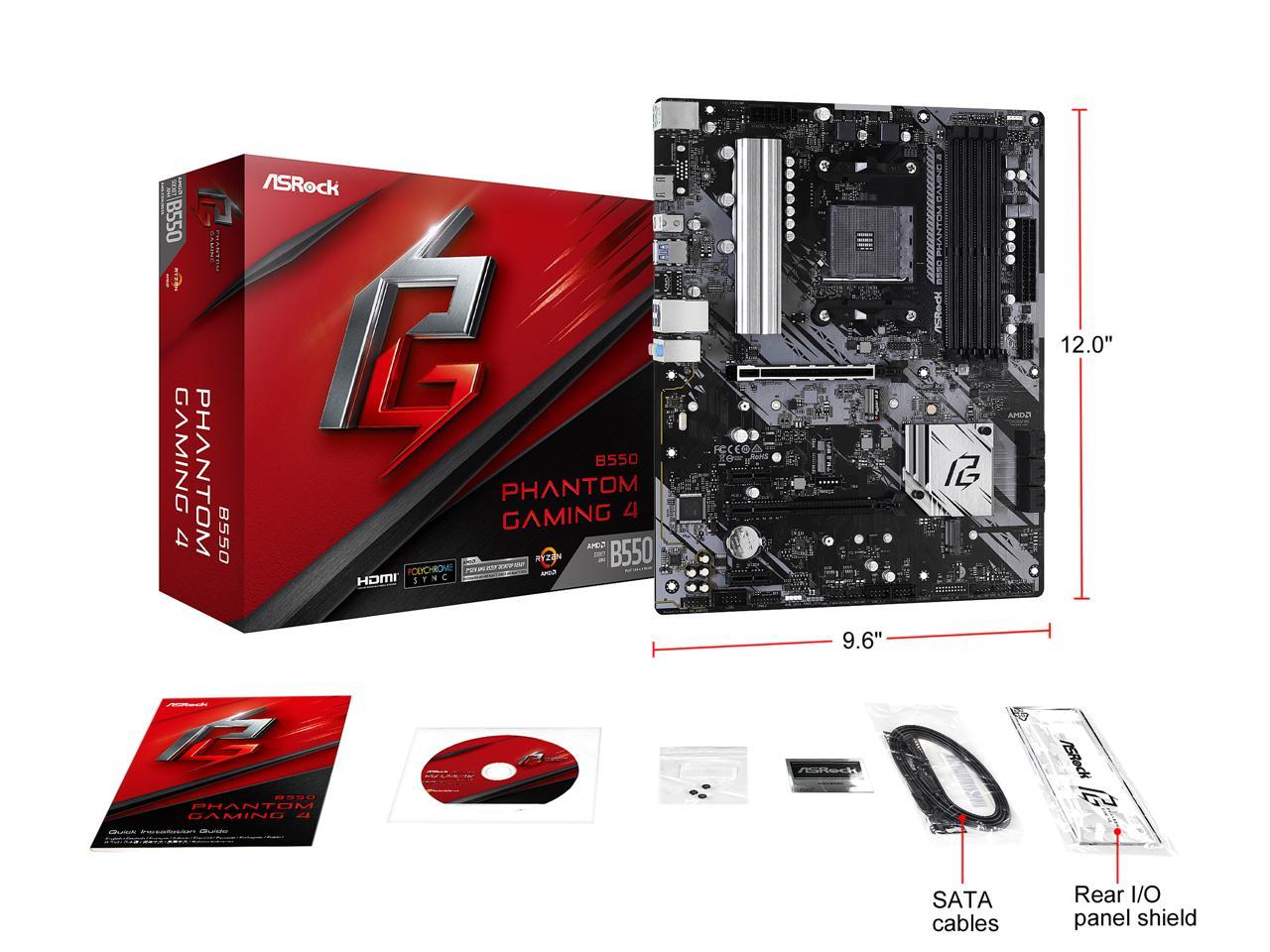 Asrock B550 Phantom Gaming 4 Am4 Amd B550 Sata 6Gb/S Atx Amd Motherboard