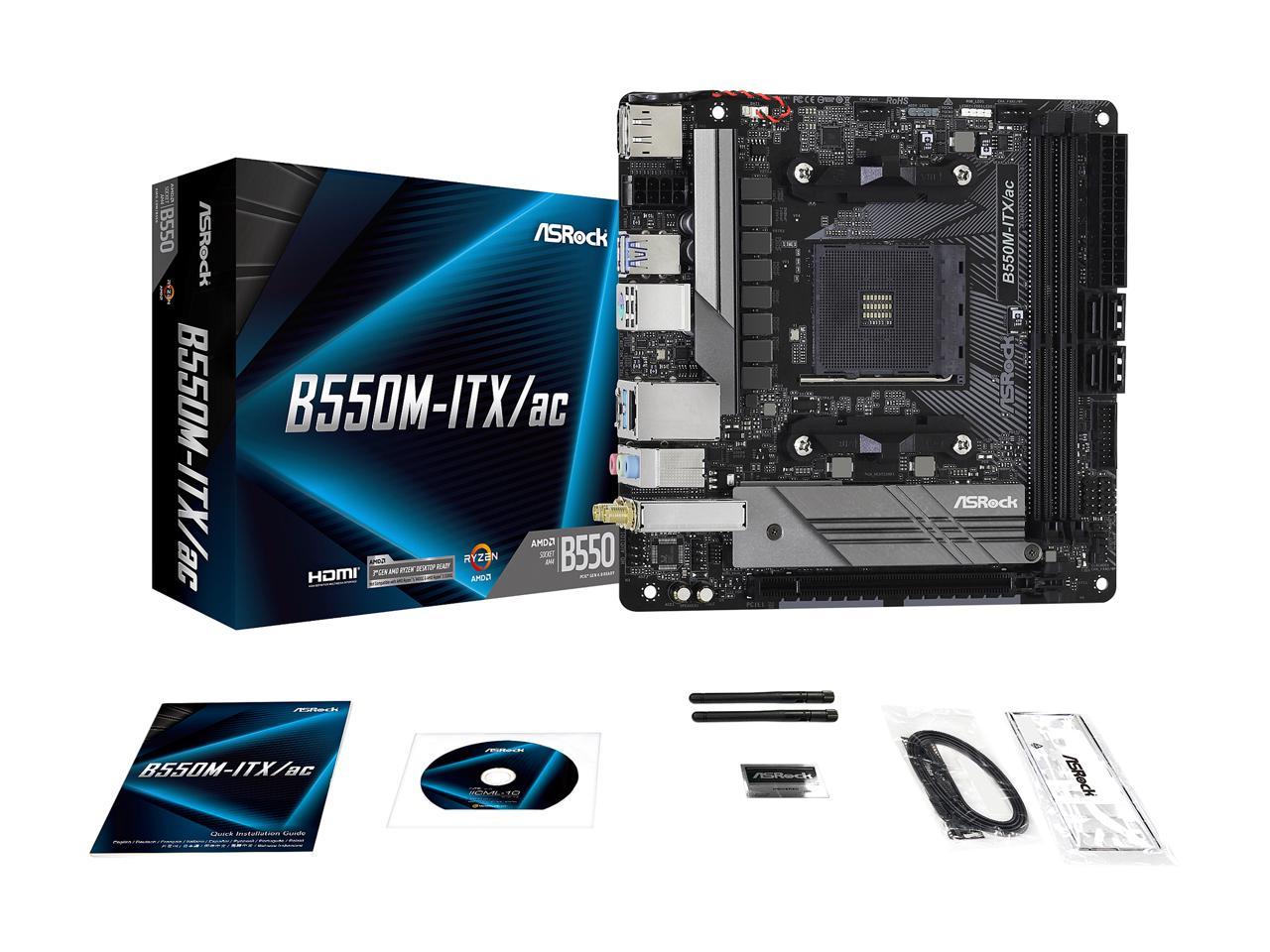 Asrock B550M-Itx/Ac Am4 Amd B550 Sata 6Gb/S Mini Itx Amd Motherboard