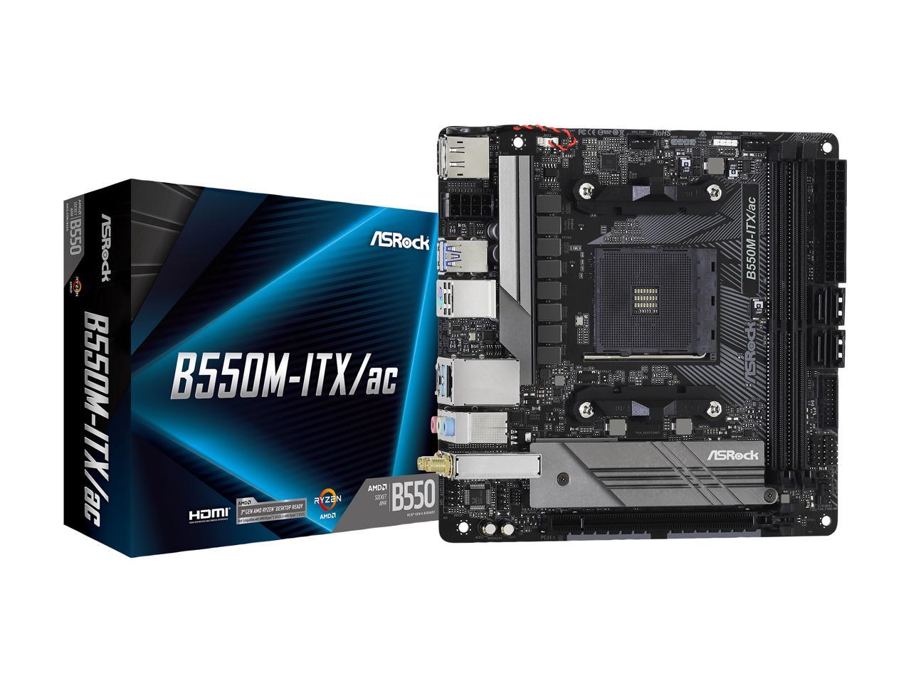 Asrock B550M-Itx/Ac Am4 Amd B550 Sata 6Gb/S Mini Itx Amd Motherboard