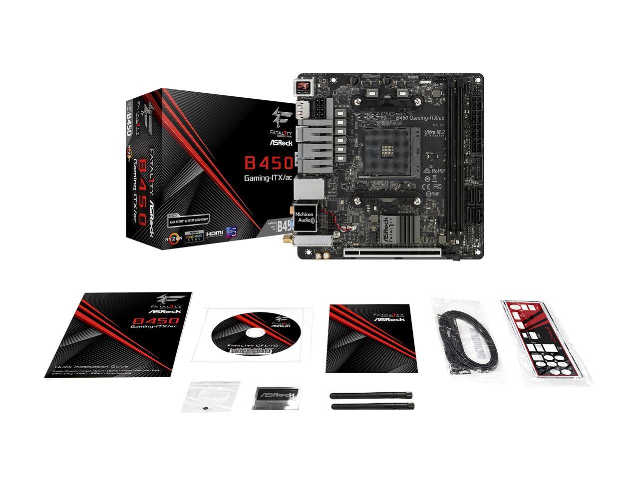 Asrock Fatal1Ty B450 Gaming-Itx/Ac Am4 Amd Promontory B450 Sata 6Gb/S Mini Itx Amd Motherboard