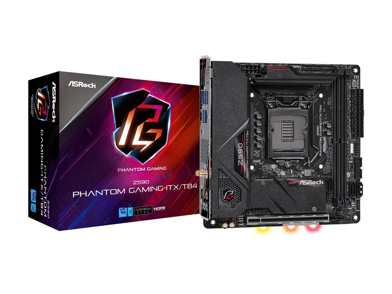 Asrock Z590 Phantom Gaming-Itx/Tb4 Lga 1200 Intel Z590 Sata 6Gb/S Mini Itx Intel Motherboard