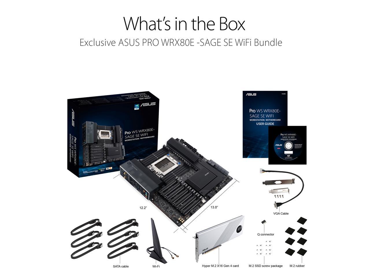 Asus Pro Ws Wrx80E-Sage Se Wifi Swrx8 Amd Wrx80 Sata 6Gb/S Extended Atx Amd Motherboard