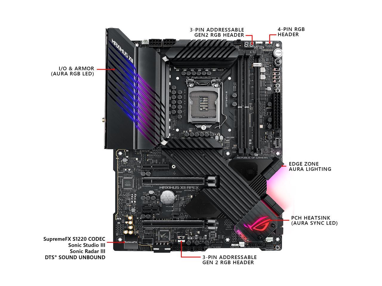Asus Rog Maximus Xii Apex (Wifi 6) Lga 1200 Intel Z490 Sata 6Gb/S Atx Intel Motherboard (16 Power