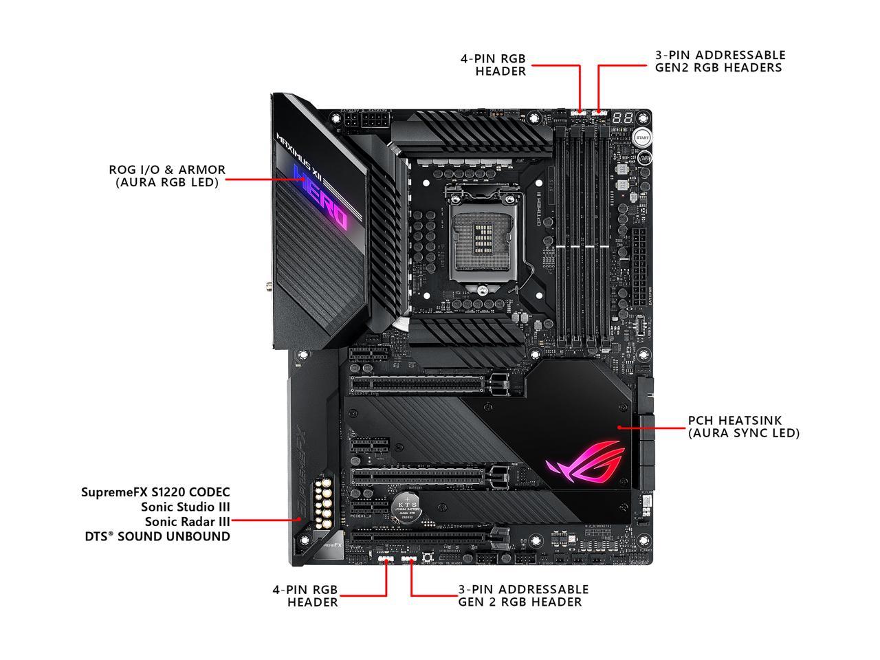 Asus Rog Maximus Xii Hero (Wi-Fi) Lga 1200 (Intel 10Th Gen) Intel Z490 (Wifi 6) Sata 6Gb/S Atx Intel