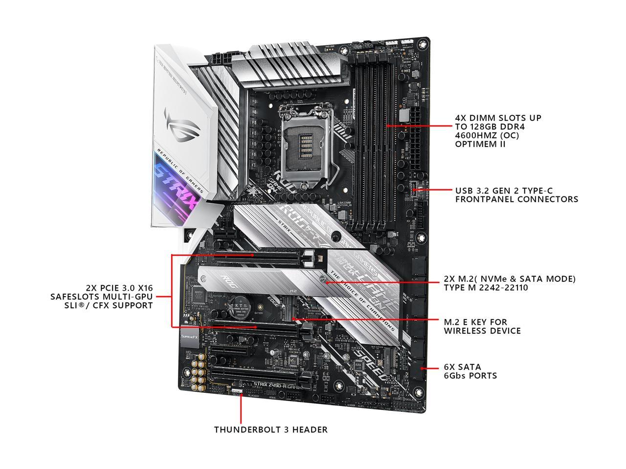 Asus Rog Strix Z490-A Gaming Lga 1200 (Intel 10Th Gen) Intel Z490 Sata 6Gb/S Atx Intel Motherboard