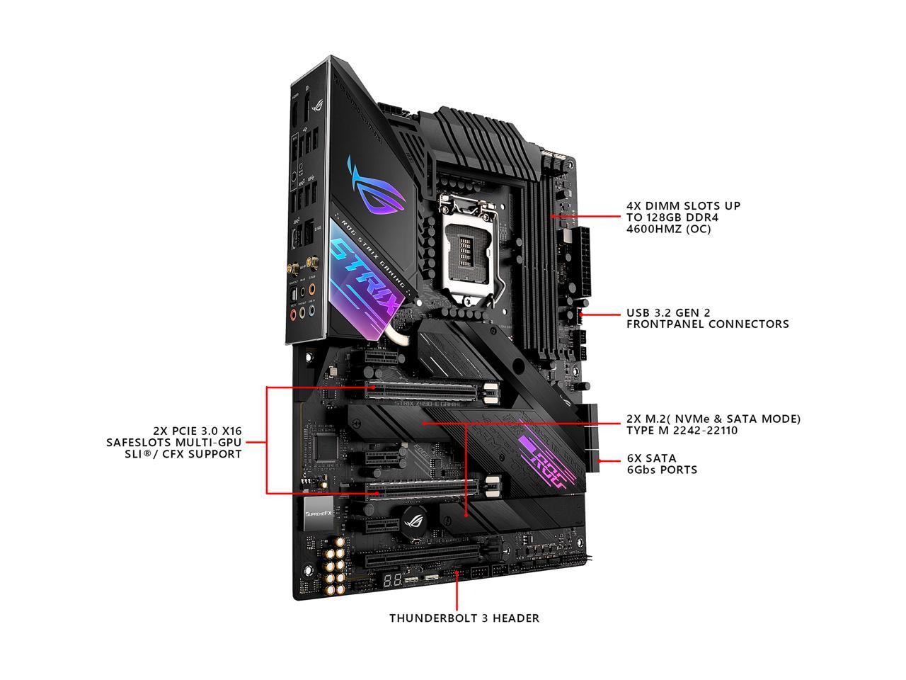 Asus Rog Strix Z490-E Gaming Lga 1200 (Intel 10Th Gen) Intel Z490 (Wifi 6) Sata 6Gb/S Atx Intel