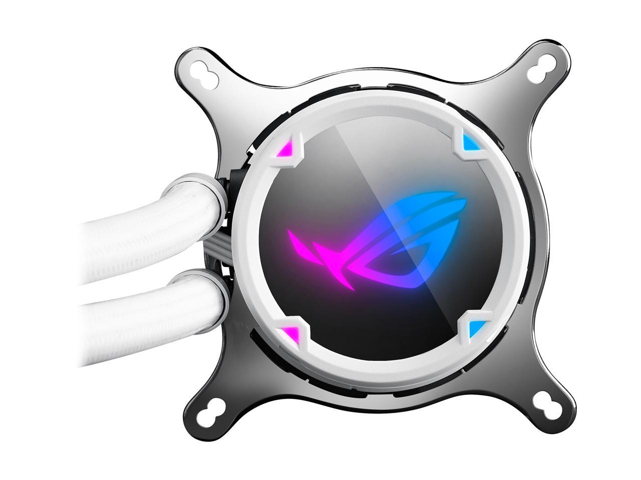 Asus Rog Strix Lc 240 Rgb White Edition All-In-One Liquid Cpu Cooler With Aura Sync Rgb, And Dual Rog 120Mm Addressable Rgb Radiator Fans