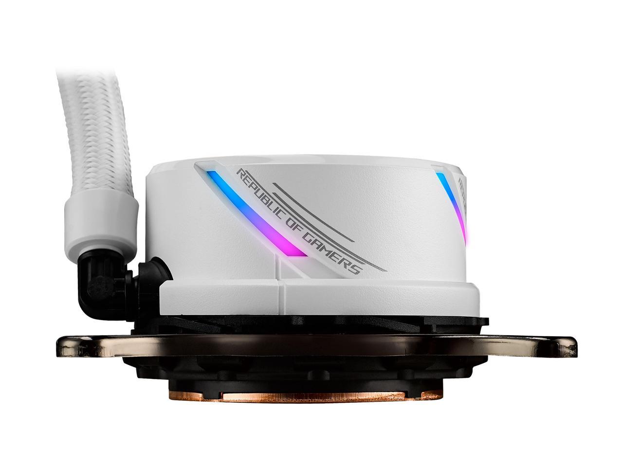 Asus Rog Strix Lc 240 Rgb White Edition All-In-One Liquid Cpu Cooler With Aura Sync Rgb, And Dual Rog 120Mm Addressable Rgb Radiator Fans