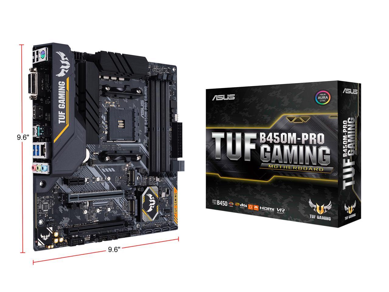 Asus Tuf B450M-Pro Gaming Amd Ryzen 3 Am4 Ddr4, Hdmi, Dual M.2, Usb 3.1 Gen 2 And Aura Sync Rgb Led Lighting Micro-Atx Motherboard