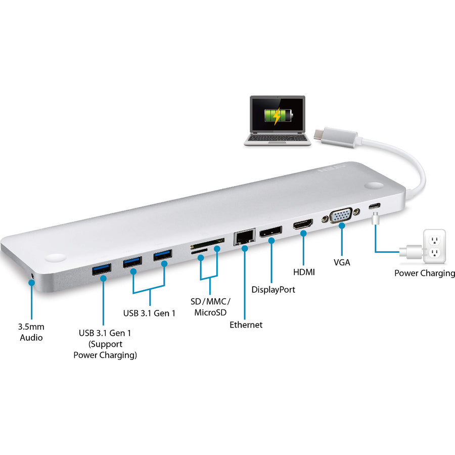 ATEN USB-C Multiport Dock with Power Pass-Through UH3234