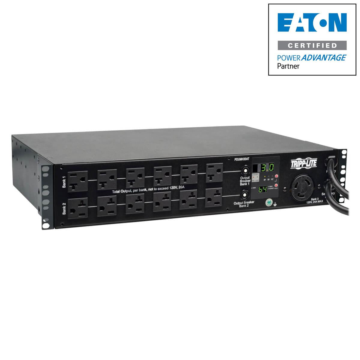 ATS PDU Metered - Tripp Lite 2.9kW Automatic Transfer Switch Power Distribution Unit (TAA) PDUMH30AT