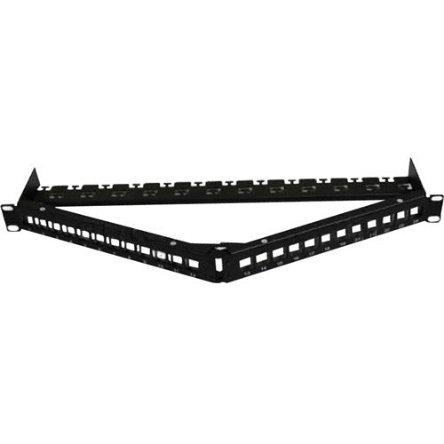 AddOn 19-inch Cat6A 24-Port Angled 1U Patch Panel with Removable tool-less Keystone Sections ADD-PPA-24PTKSC6A
