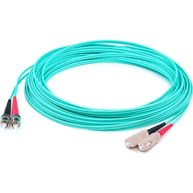 AddOn 1m SC (Male) to ST (Male) Straight Aqua OM4 Duplex Plenum Fiber Patch Cable ADD-ST-SC-1M5OM4P