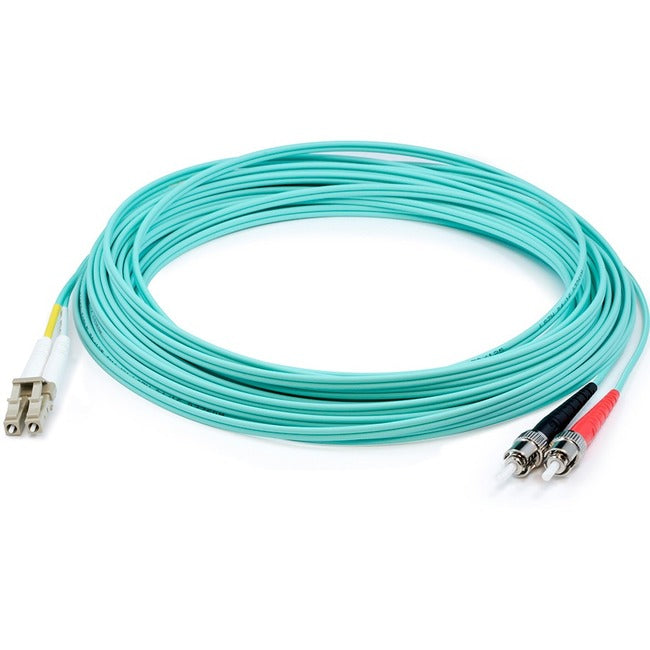AddOn 20m LC (Male) to ST (Male) Aqua OM3 Duplex Fiber OFNR (Riser-Rated) Patch Cable ADD-ST-LC-20M5OM3
