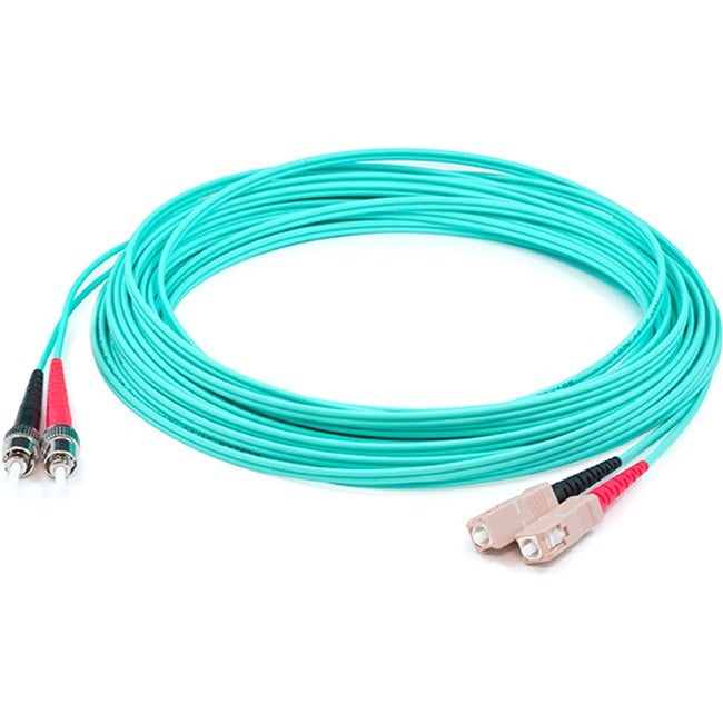 AddOn 20m SC (Male) to ST (Male) Straight Aqua OM4 Duplex LSZH Fiber Patch Cable ADD-ST-SC-20M5OM4LZ