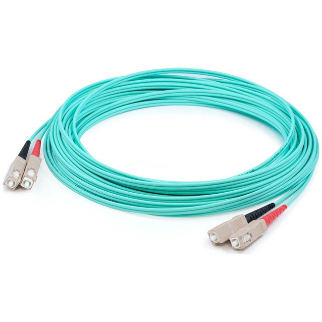 AddOn 31m SC (Male) to SC (Male) Straight Aqua OM4 Duplex Plenum Fiber Patch Cable ADD-SC-SC-31M5OM4P