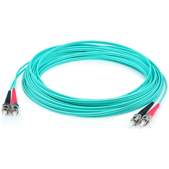 AddOn 37m ST (Male) to ST (Male) Straight Aqua OM4 Duplex Plenum Fiber Patch Cable ADD-ST-ST-37M5OM4P