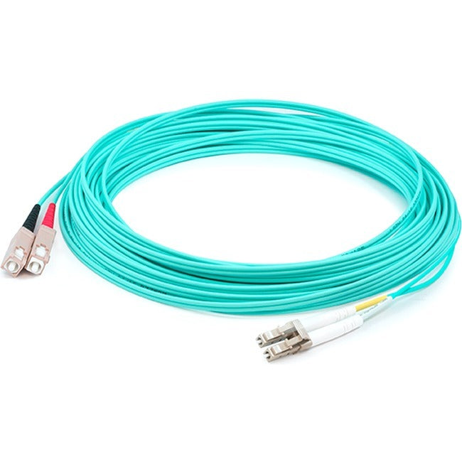 AddOn 38m LC (Male) to SC (Male) Straight Aqua OM4 Duplex Plenum Fiber Patch Cable ADD-SC-LC-38M5OM4P