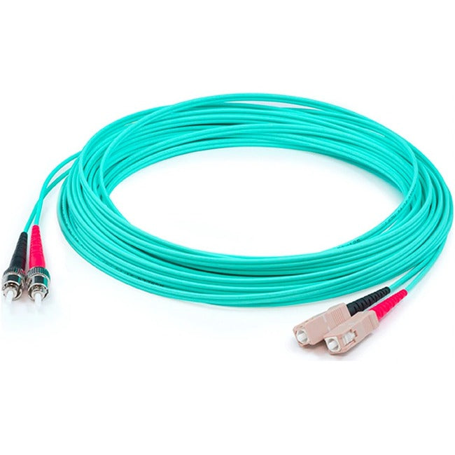 AddOn 48m SC (Male) to ST (Male) Straight Aqua OM4 Duplex Plenum Fiber Patch Cable ADD-ST-SC-48M5OM4P