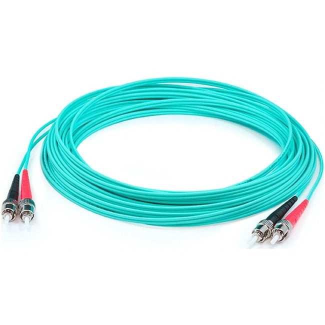AddOn 50cm ST (Male) to ST (Male) Straight Aqua OM4 Duplex LSZH Fiber Patch Cable ADD-ST-ST-0-5M5OM4LZ