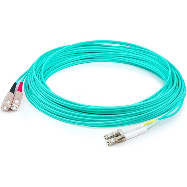 AddOn 90m LC (Male) to SC (Male) Straight Aqua OM4 Duplex LSZH Fiber Patch Cable ADD-SC-LC-90M5OM4LZ