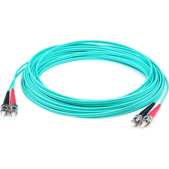 AddOn 90m ST (Male) to ST (Male) Straight Aqua OM4 Duplex Plenum Fiber Patch Cable ADD-ST-ST-90M5OM4P