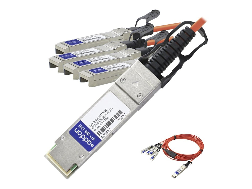 AddOn Arista Networks Compatible TAA Compliant 40GBase-AOC QSFP+ to 4xSFP+ Direct Attach Cable (850nm, MMF, 15m) CAB-Q-S-AOC-15M-AO