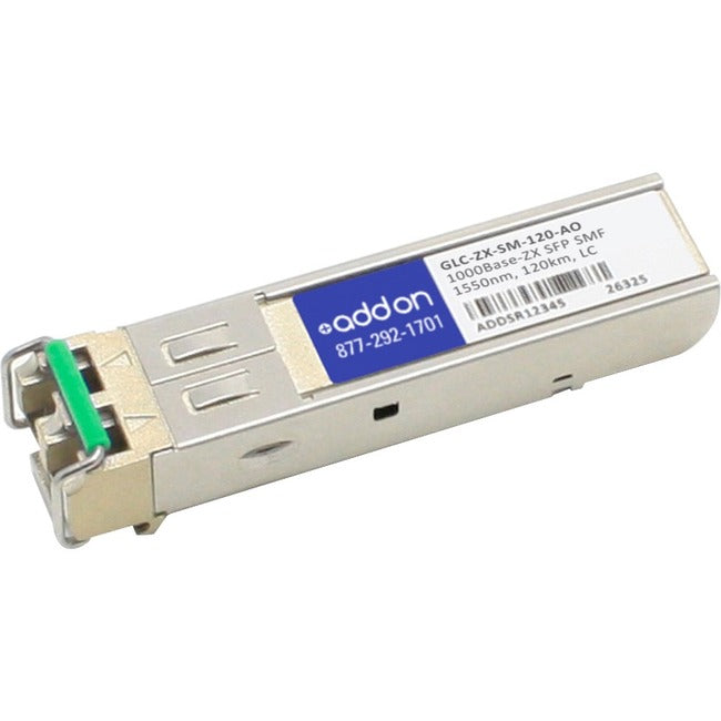 AddOn Cisco GLC-ZX-SM-120 Compatible TAA Compliant 1000Base-ZX SFP Transceiver (SMF, 1550nm, 120km, LC) GLC-ZX-SM-120-AO