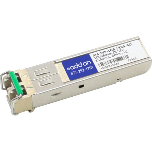 AddOn Cisco Meraki MA-SFP-1GB-LX80 Compatible TAA Compliant 1000Base-ZX SFP Transceiver (SMF, 1550nm, 80km, LC) MA-SFP-1GB-LX80-AO