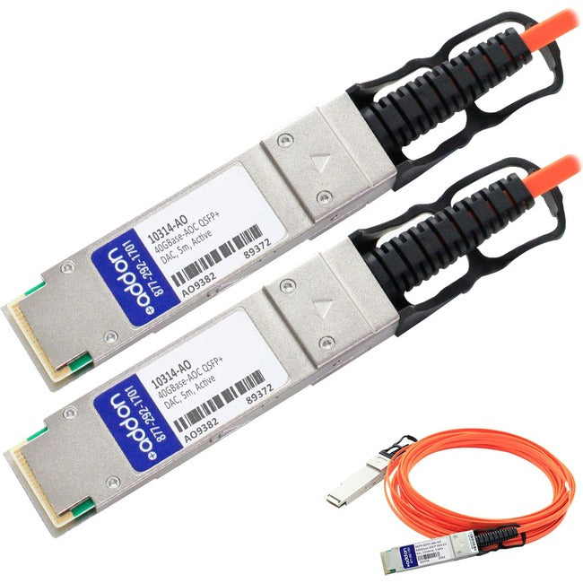AddOn Extreme Networks 10314 Compatible TAA Compliant 40GBase-AOC QSFP+ to QSFP+ Direct Attach Cable (850nm, MMF, 5m) 10314-AO