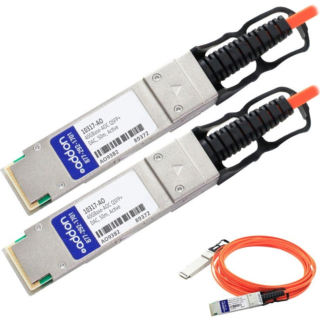 AddOn Extreme Networks 10317 Compatible TAA Compliant 40GBase-AOC QSFP+ to QSFP+ Direct Attach Cable (850nm, MMF, 50m) 10317-AO