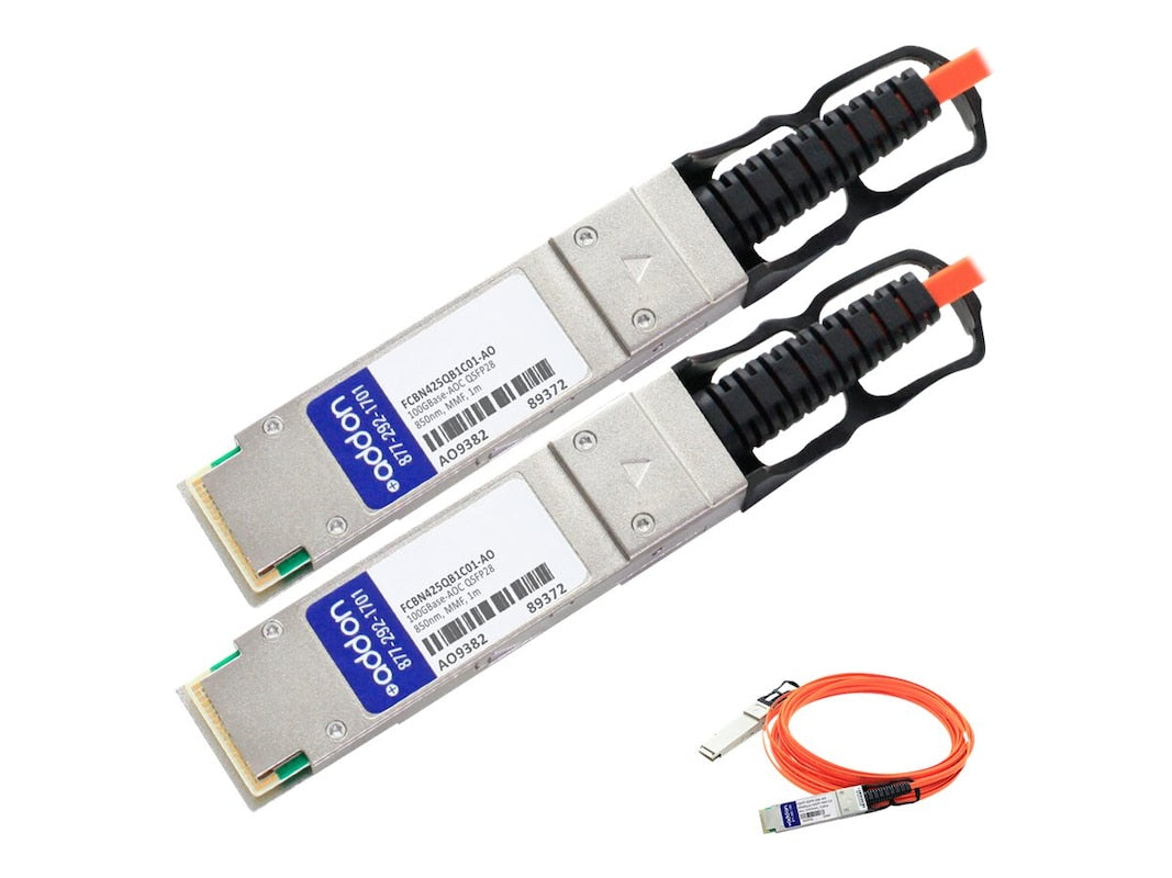 AddOn Finisar FCBN425QB1C01 Compatible TAA Compliant 100GBase-AOC QSFP28 to QSFP28 Direct Attach Cable (850nm, MMF, 1m) FCBN425QB1C01-AO