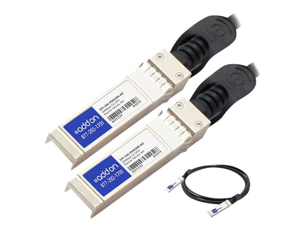 AddOn MSA and TAA Compliant 10GBase-CU SFP+ to SFP+ Direct Attach Cable (Passive Twinax, 6m) SFP-10G-PDAC6M-AO