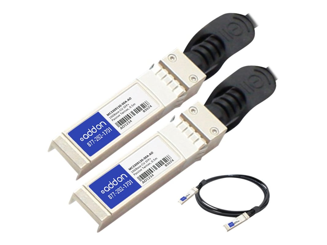 AddOn Mellanox MC3309130-00A Compatible TAA Compliant 10GBase-CU SFP+ to SFP+ Direct Attach Cable (Passive Twinax, 0.5m) MC3309130-00A-AO